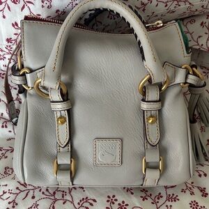 Dooney & Bourke Cream Leather Satchel with Gold Hardware